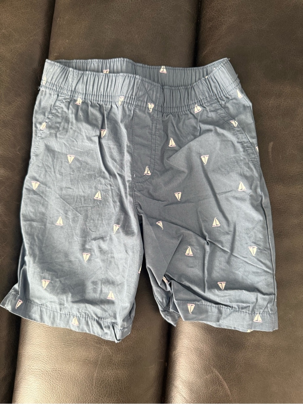 Carter's Dusty Blue Boys' Shorts with White Sailboat Print